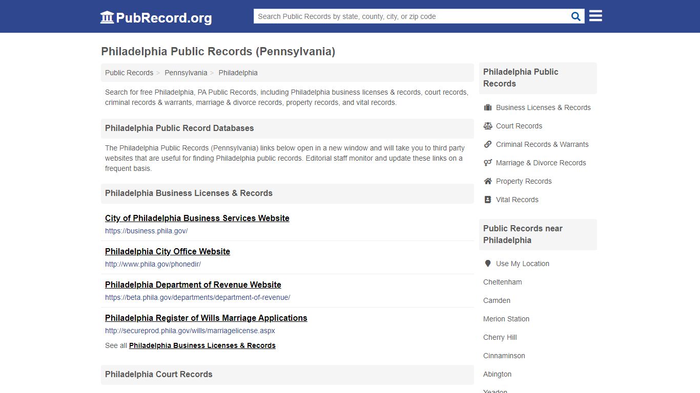 Free Philadelphia Public Records (Pennsylvania Public Records)